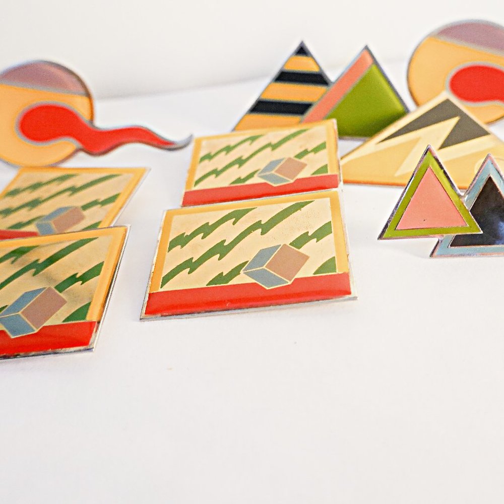 Vintage New Old Stock Enamel Brooch lot 9 pieces, reseller lot signed